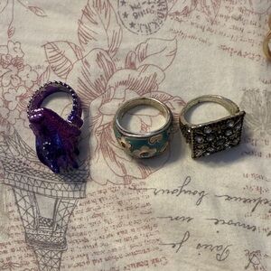 Purple, Blue, and Silver Women's Ring Set